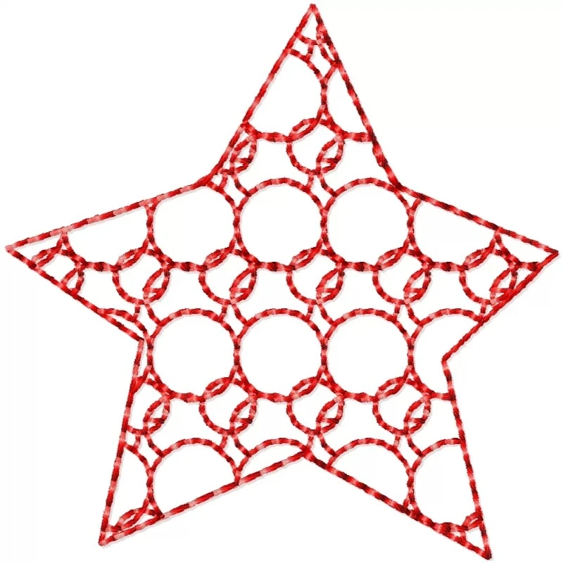 3D Motif Filled Star Outline Embroidery Design