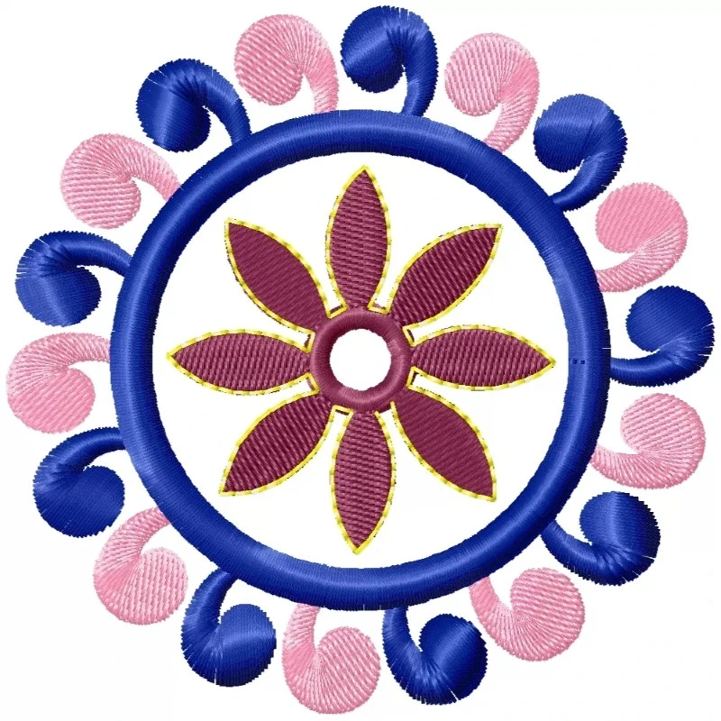4X4 New Circle Floral Machine Embroidery