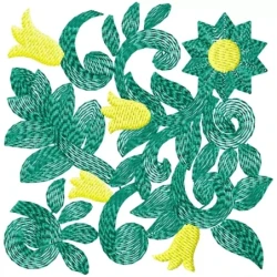 4x4 Square Floral Machine Embroidery