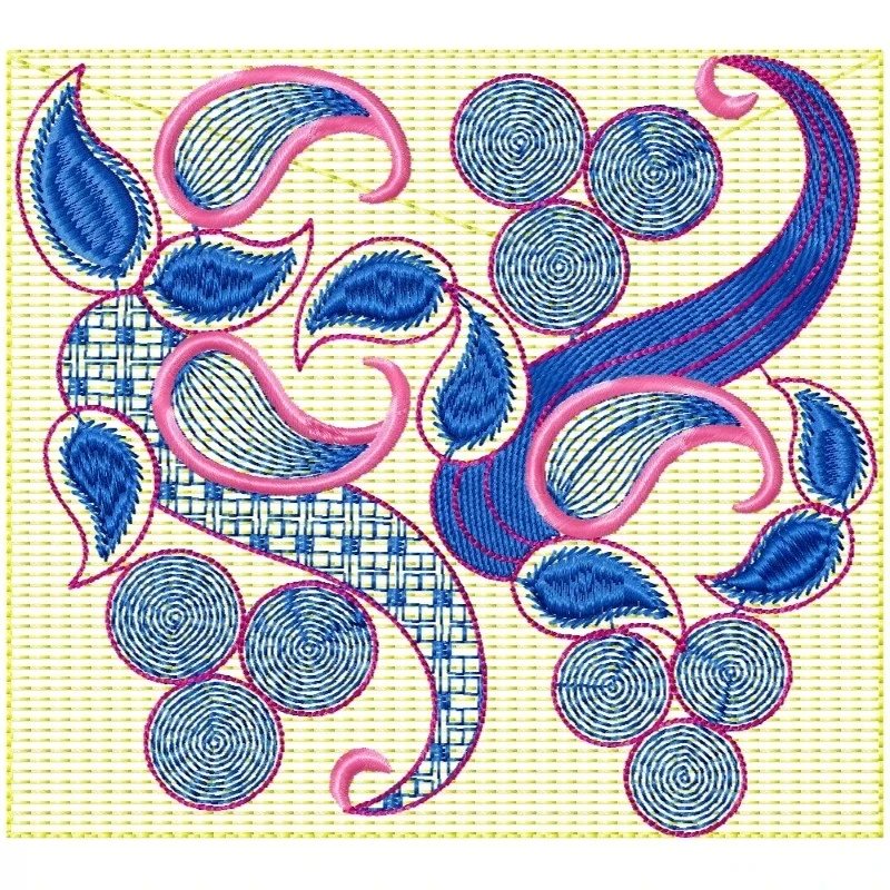 6x10 Square Floral Machine Embroidery