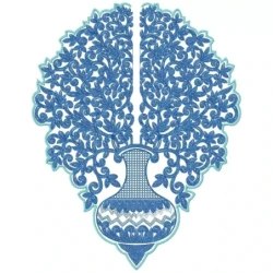 Abstract Flower Pot Freehand Embroidery Design