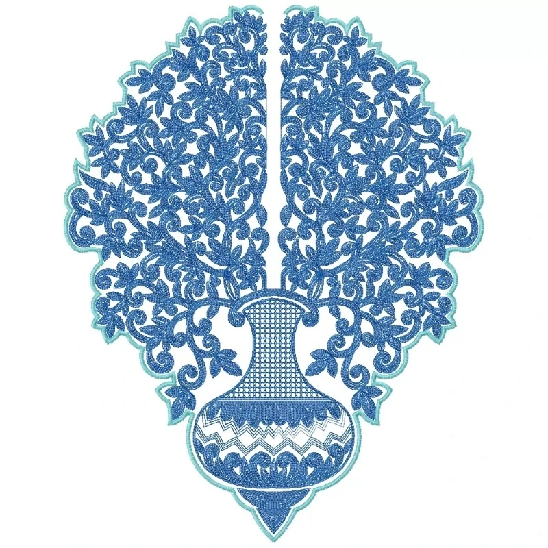 Abstract Flower Pot Freehand Embroidery Design