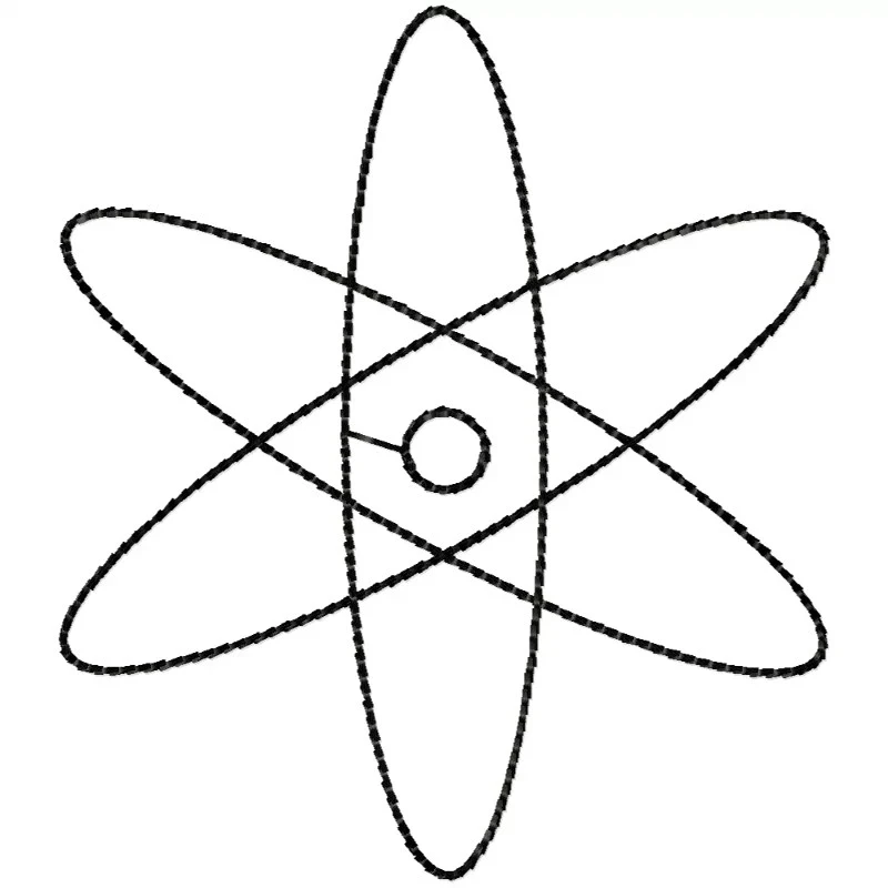 Atom Outline Embroidery Design