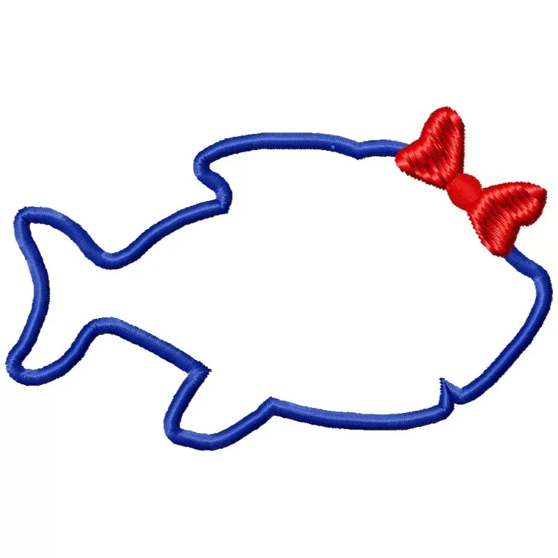 Baby Girl Shark Outline Embroidery Design