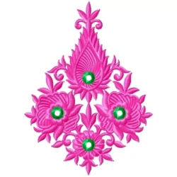 Beautiful Pink Embroidery Work Floral Design 5x7