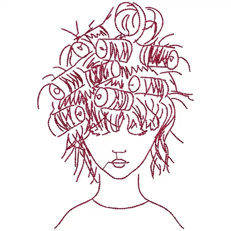 Black Sitches Women Hair Salon Embroidery Design