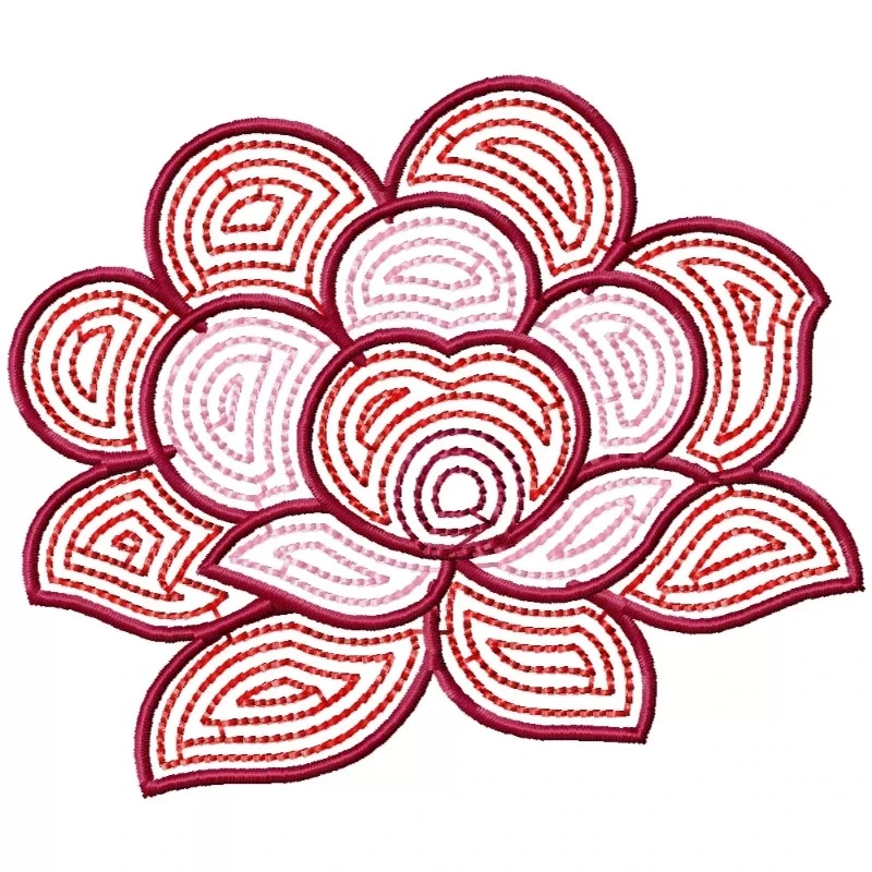 Black Stitches Flower Outline Embroidery Design