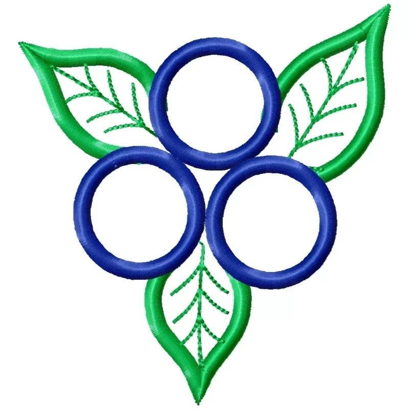 Blue Berry Outline Machine Embroidery