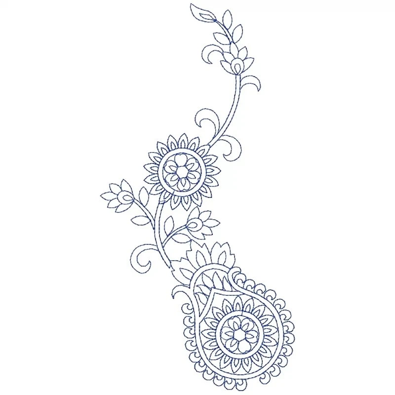 Blue work floral pot designs