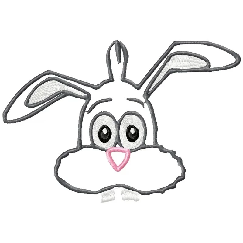 Cartoon Raccon Face Outline Machine Embroidery