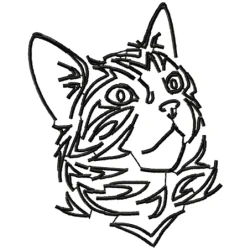 Cat Tribal Embroidery Design