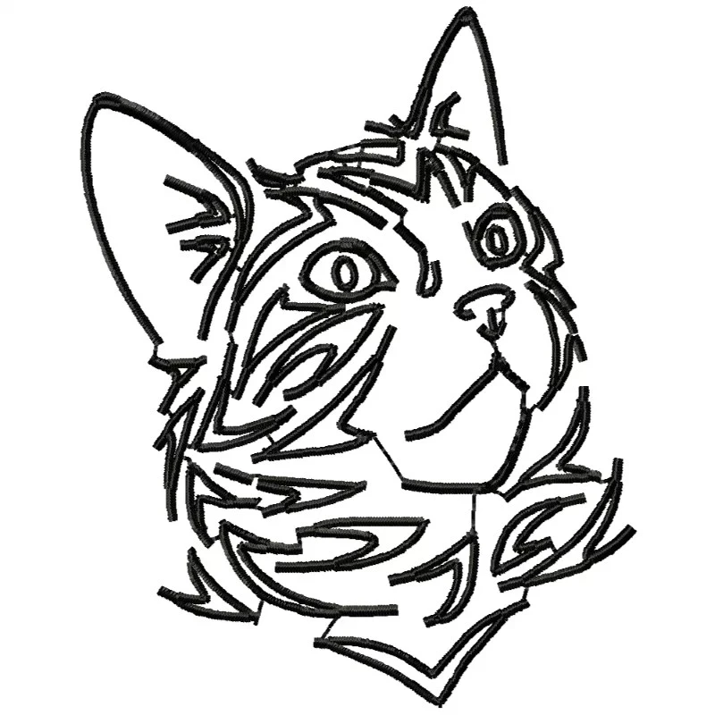 Cat Tribal Embroidery Design