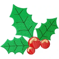 Christmas Berries With Leves Machine Embroidery