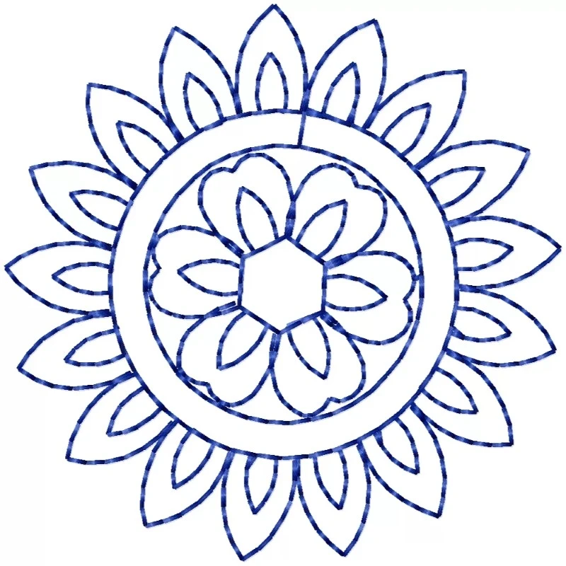 Circle Qulit BlueWork Embroidery Design