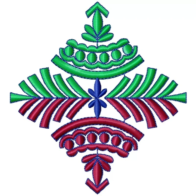 Colorful Abstract Leaves Embroidery Design