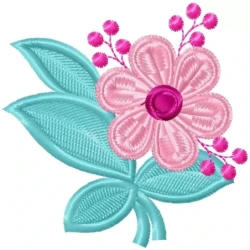Colorful Flower Leaves Embroidery Design