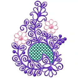 Colorful Flowers Fantasy Indian Butta Embroidery Design