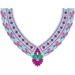 Colorful Line Neckline Embroidery Design
