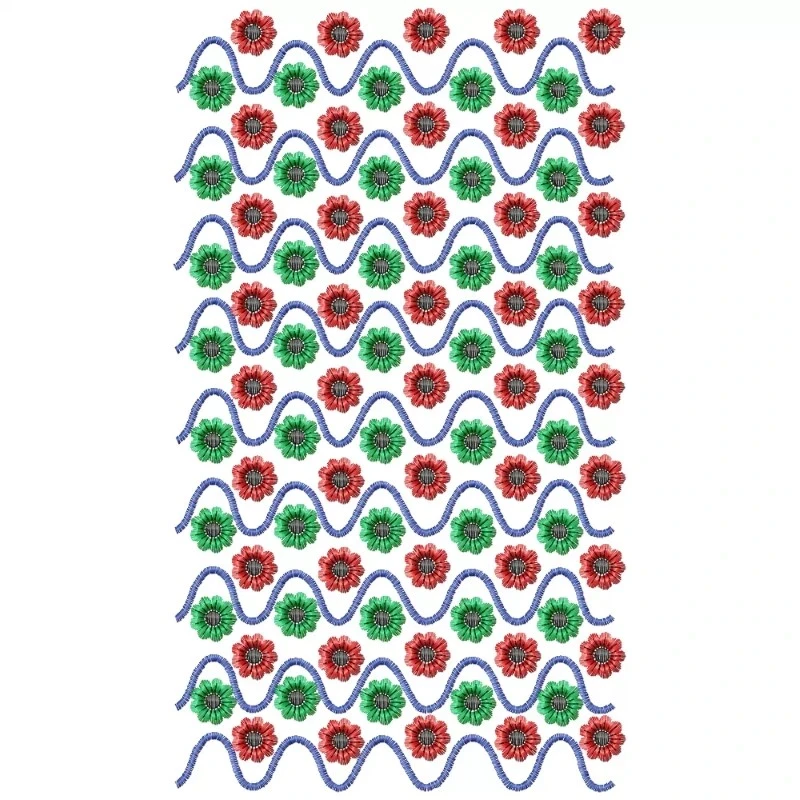 Continous Flower Allover Embroidery Design