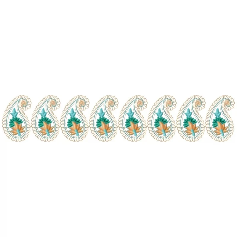 Continous Paisley Embroidery Desing Pattern