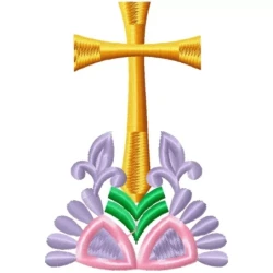 Cross Floral Machine Embroidery Design