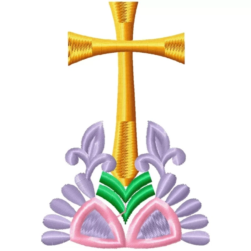 Cross Floral Machine Embroidery Design