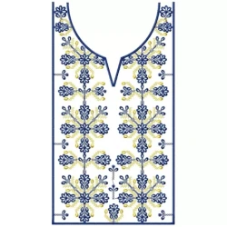 Cross Stitches Floral Neckline Embroidery Design