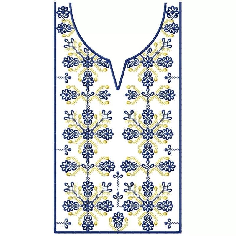 Cross Stitches Floral Neckline Embroidery Design