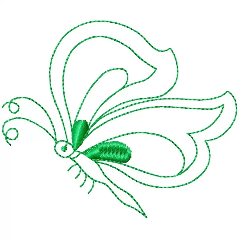 Cute Outline Butterfly Embroidery Design