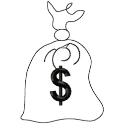 Dollar Bag Outline Machine Embroidery Design