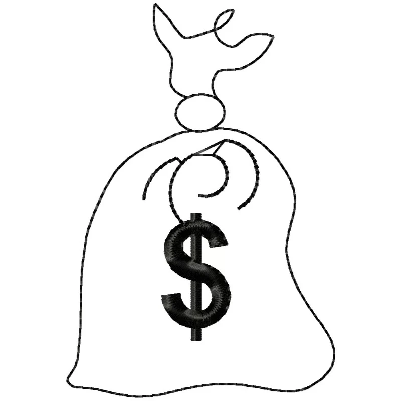 Dollar Bag Outline Machine Embroidery Design