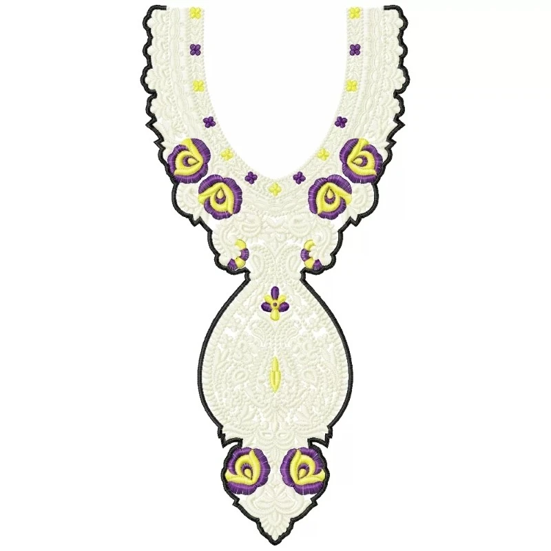 Elegant Indian Neckline Machine Embroidery Design