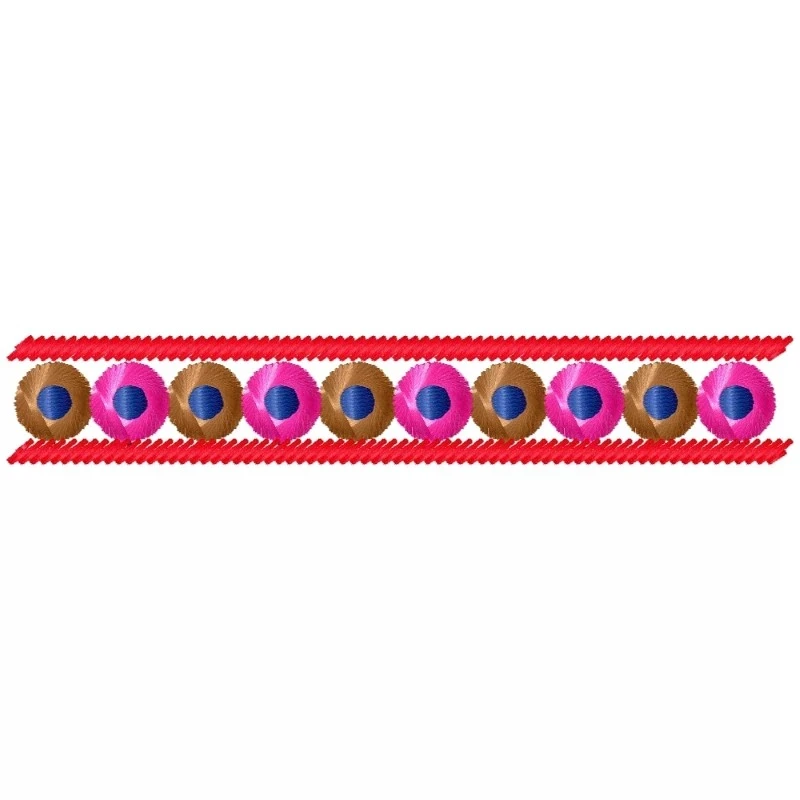 Filled Eyelet Color Embroidery Border Design