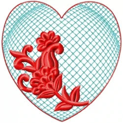 Flora In Heart Machine Embroidery