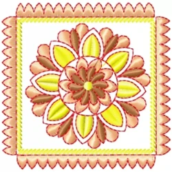 Floral Circle Within Square Embroidery Design