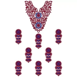 Floral Embroidery Dress Design with Neckline