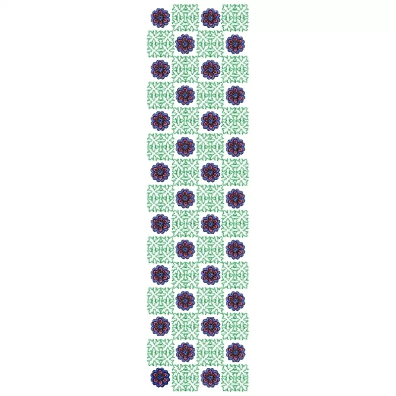 Floral Square Block Outline Allover Embroidery Design