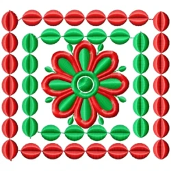 Floral With Dot Squares Embroidery Design