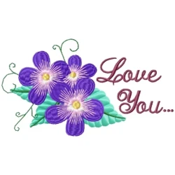 Flower with Love Quote Machine Embroidery