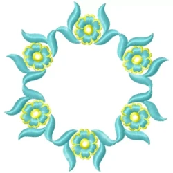 Flowers Circle Floral Frame Embroidery Design