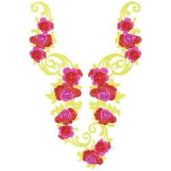 Flowers Indian Neckline Machine Embroidery Design