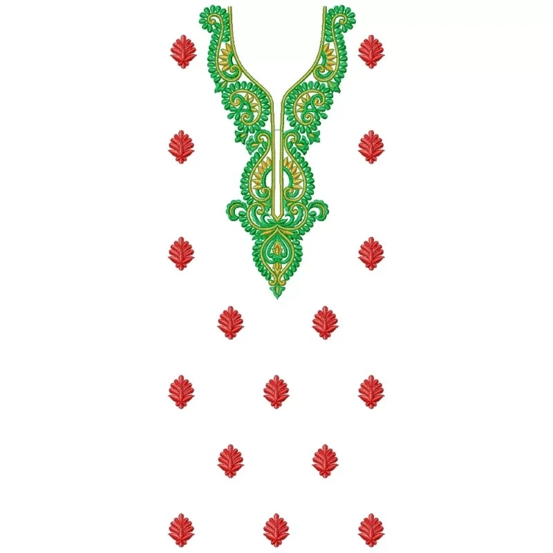 Full Dress With Indian Neckline Embroidery Design