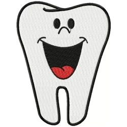 Happy Similing Tooth Face Embroidery Design