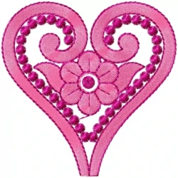 Heart Shaped Pink Floral Embroidery Design