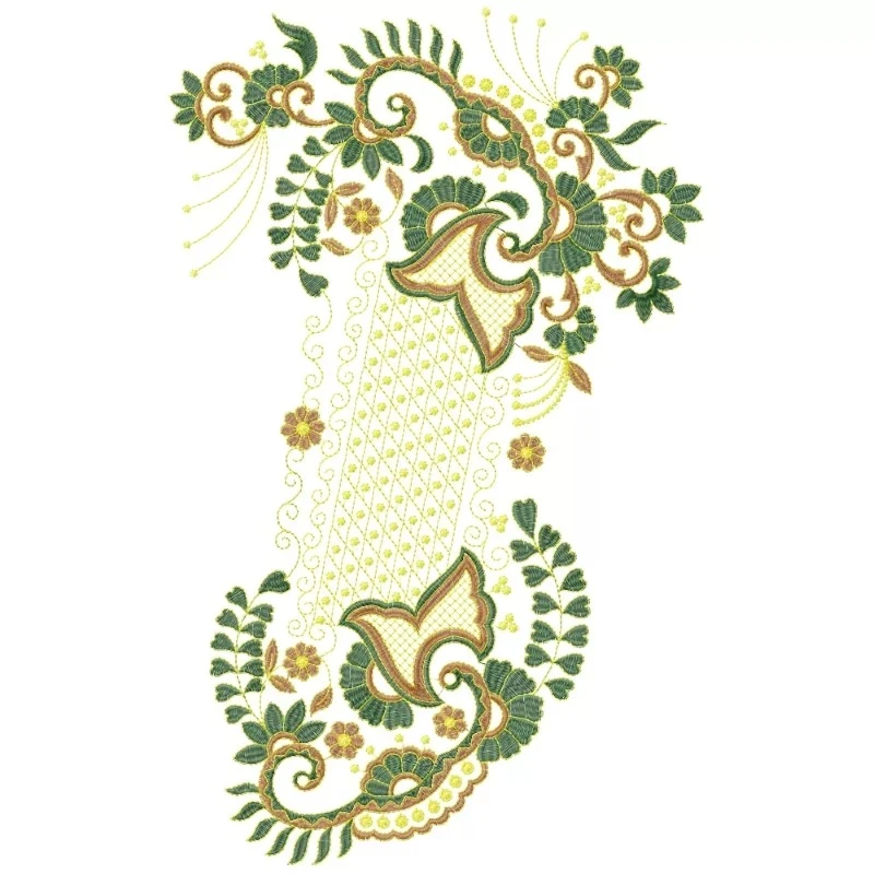 Indian  Large Floral Machine Embroidery Design