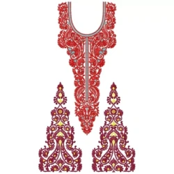 Indian Long Neckline Embroidery Dress Design