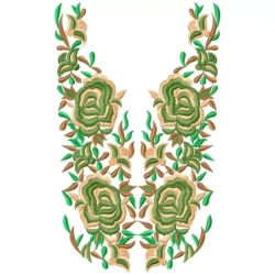 Indian Roses Embroidery Neckline Pattern