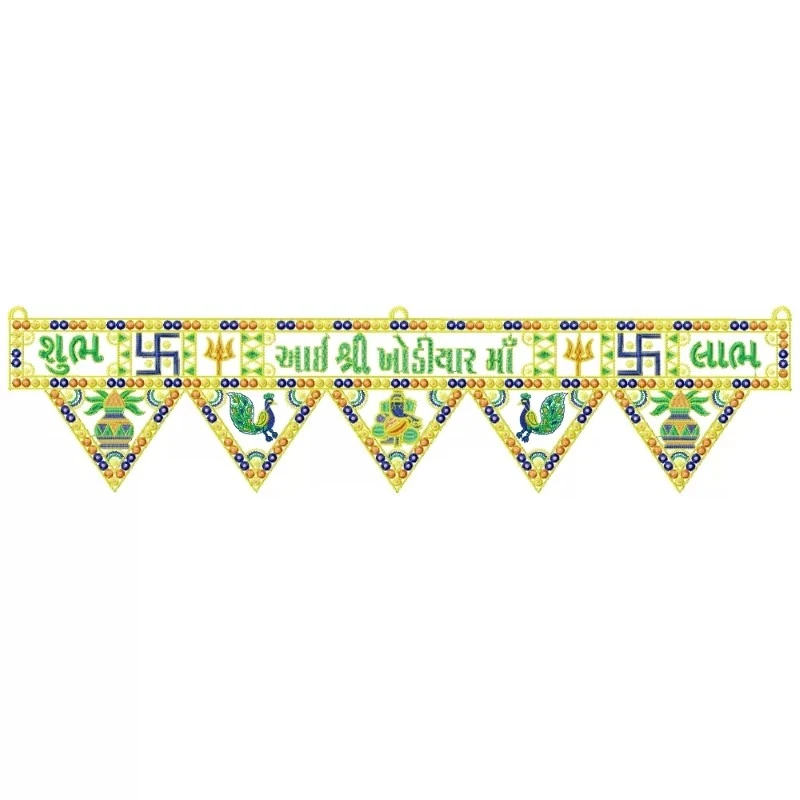 Indian Toran Geometrical Triangle Shapes Embroidery Design