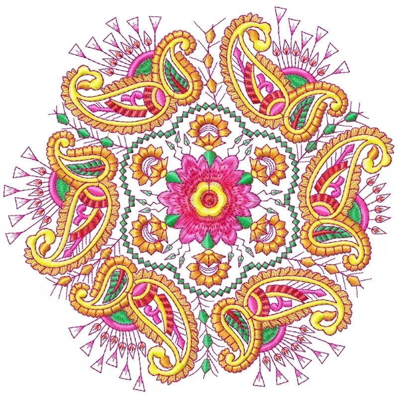 Large Floral Machine Embroidery For Cushion Cover