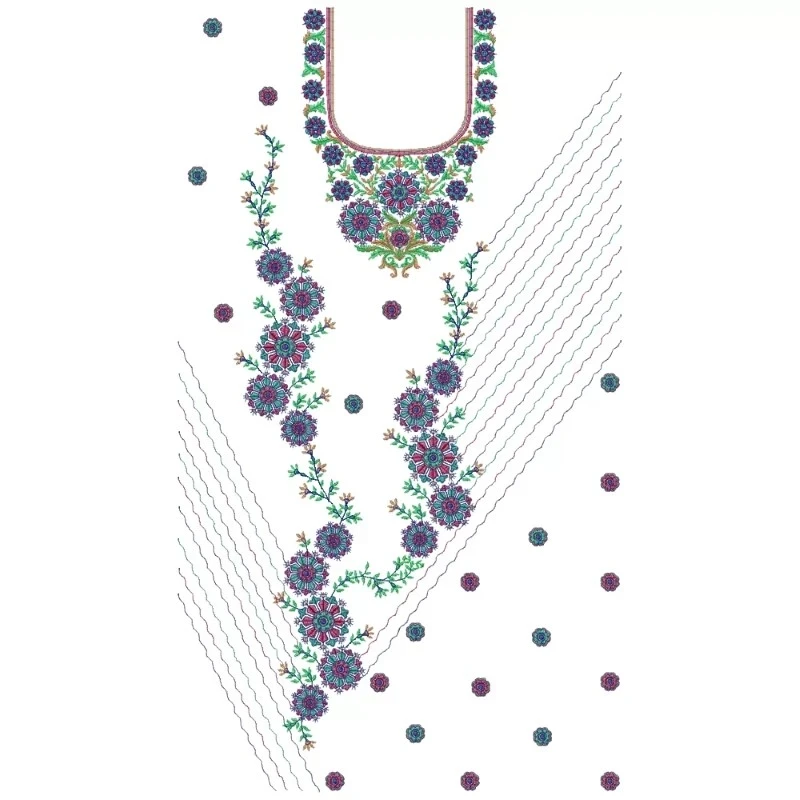 Large Hoops Full Embroidery Dress Neckline Design